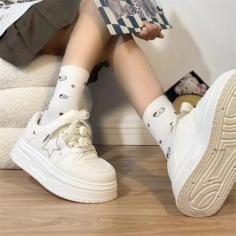 Sports little white shoes women's 2025 spring new soft-soled muffin board shoes versatile thick-soled star-increasing casual shoes women