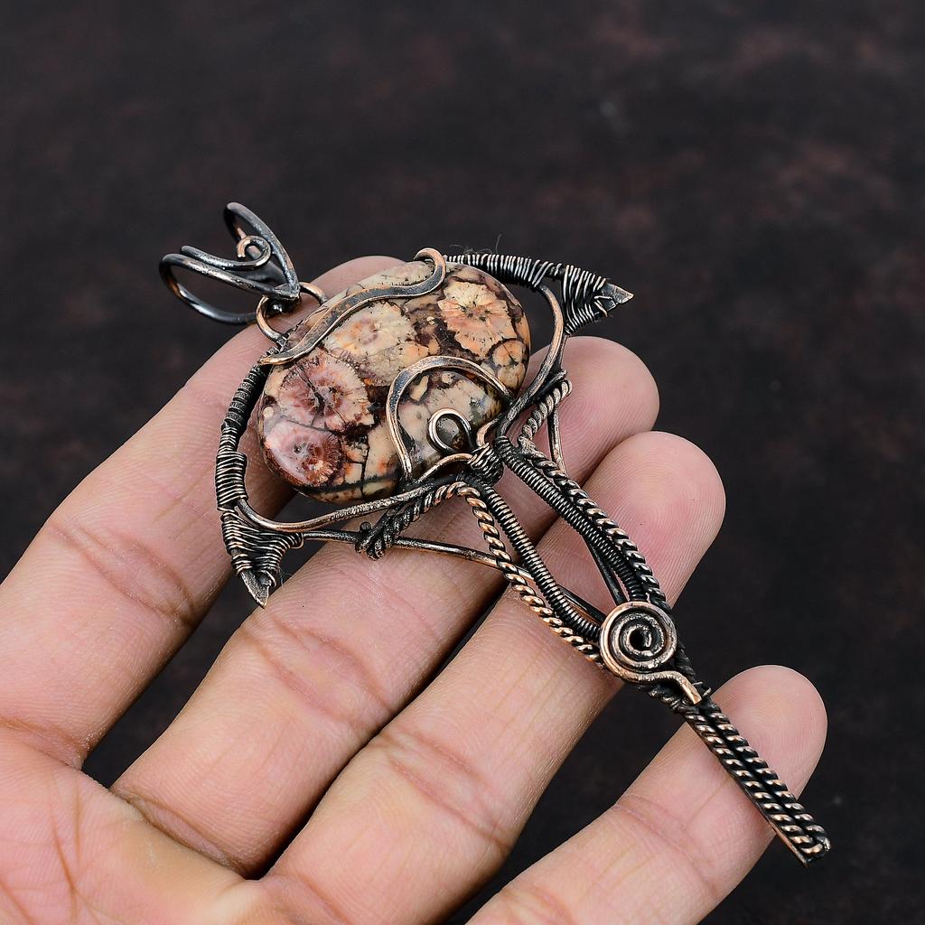Birds Eye Jasper Pendant Copper Wire Wrapped Pendant Birds Eye Jasper Jewelry Handmade Original Gemstone Pendant Copper Jewelry Gift For Her
