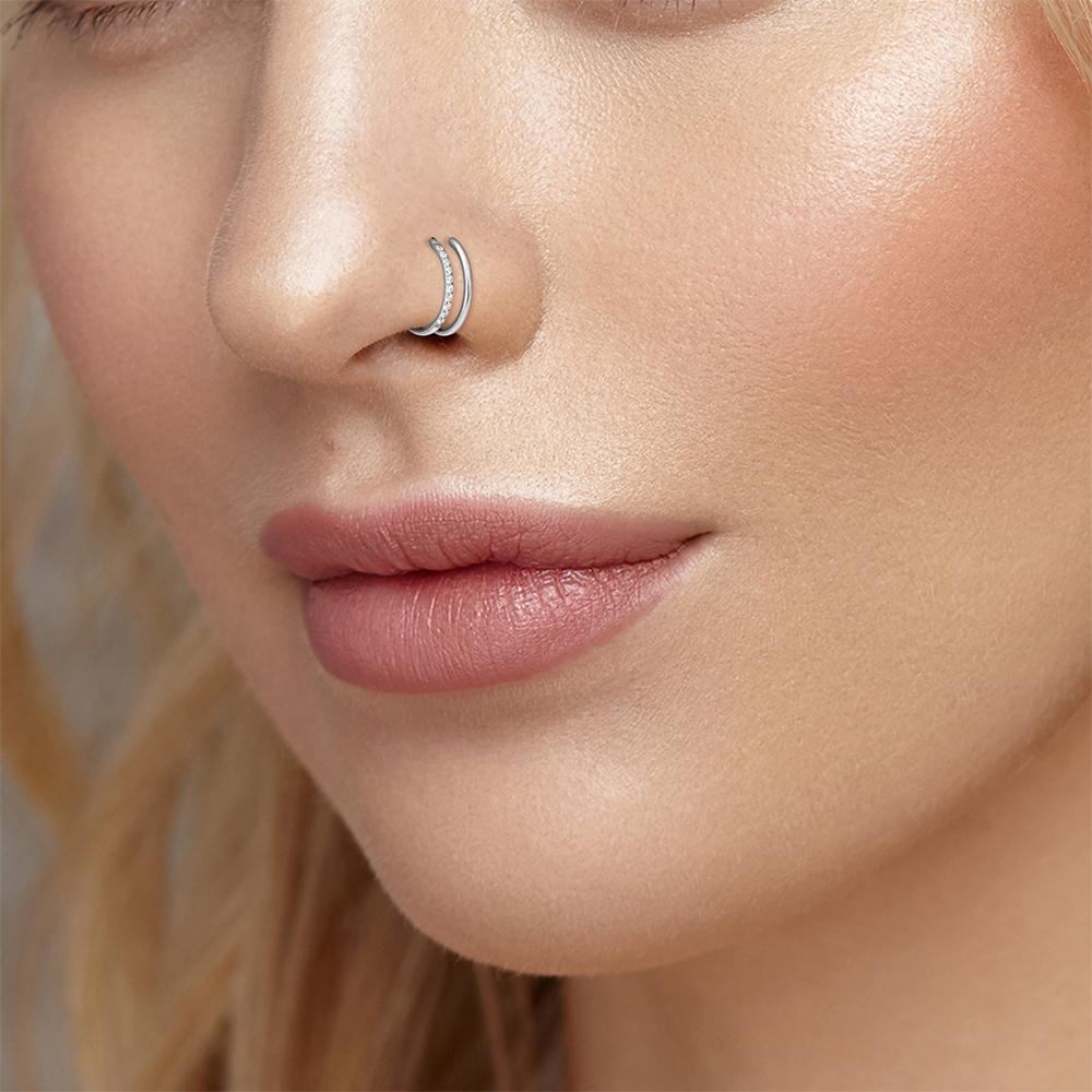 1/10 Stück F136 G23 Titan Nasenpiercing Ring D-Form Scharnier Segment CZ 16G Clicker Knorpel Tragus Helix Ohrringe Körperschmuck