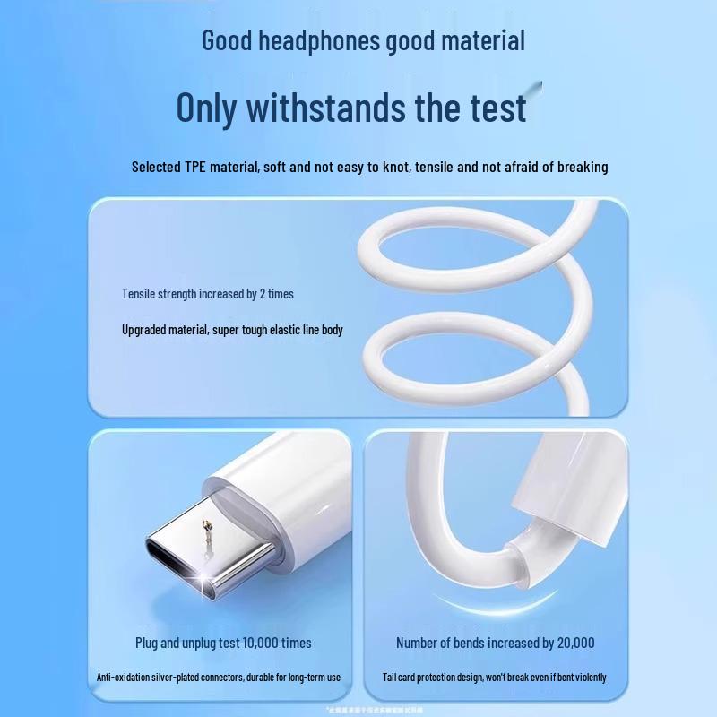 In-ear Wired Earphones with 3.5mm and Type-C Connectors, Compatible with Most Mobile Phones