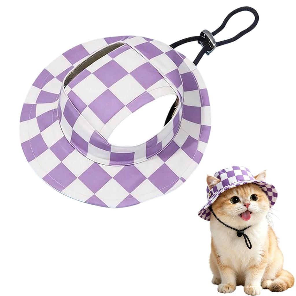 Adjustable Pet Hat with Wide Brim and Ear Hole Design Lightweight Sun Protection Cap for Dogs and Cats Outdoor Use
