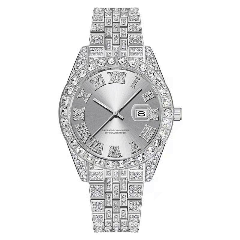 

Huaqiangbei Men s Diamond-Studded Submariner Hip Hop Quartz Watch with Calendar