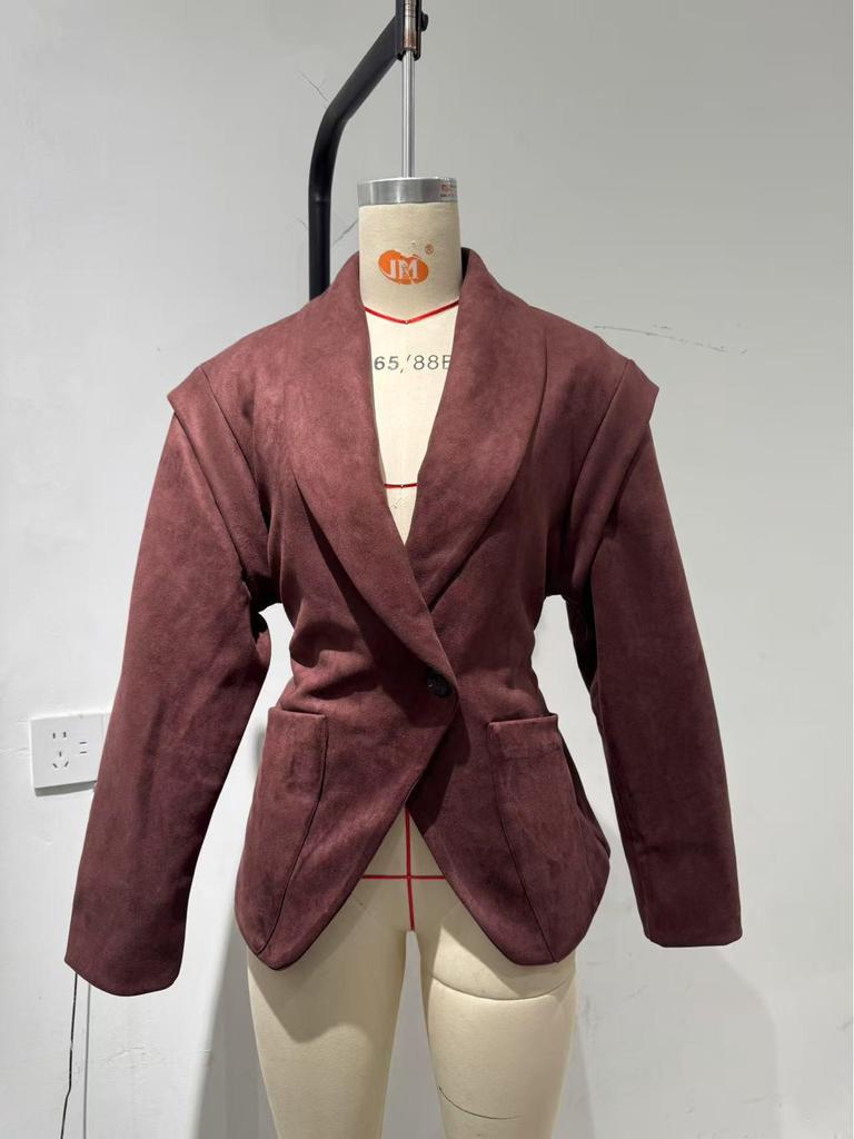 In Stock: Elegant Turn-Down Collar Waist-Cinching Single-Button Coat - European & American Style Fashion 2025