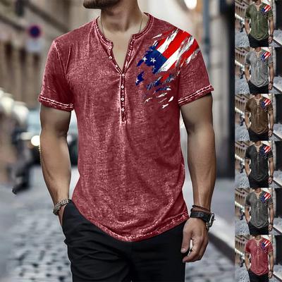 Men's Independence Day Printed Round-neck Short-sleeved T-shirt