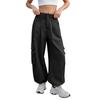 Women’s Loose Fit Wide Leg Cargo Pants with Multiple Pockets High Waist Button Closure Casual Trousers for Daily Wear