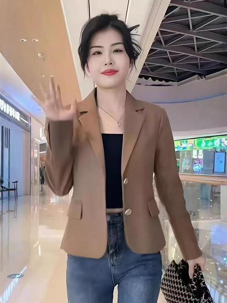 Women's High-End Korean Style Short Suit Jacket - Spring/Autumn Casual Temperament