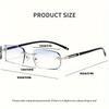 Herrenmode Brille Elegant Randlos Retro Stil PC Rahmen, Trendige Flache Gläser Anti Blaulicht Halbrahmen