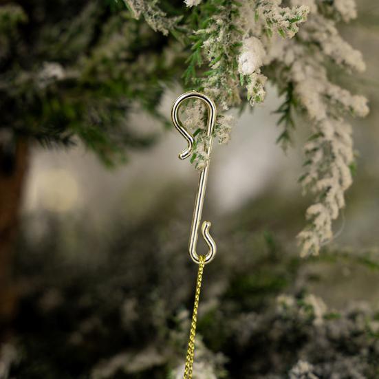 100 Pcs S-Shaped Hooks Christmas Stockings Bells Gifts Hanger Jewelry Photos Hanging Holder for Holiday Tree Decor