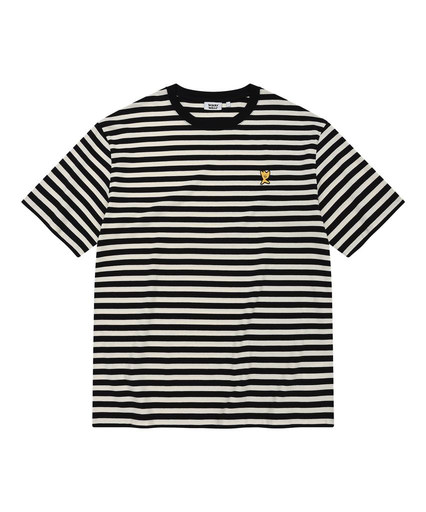 WACKY WILLY Basic Striped Short Sleeve T-Shirt Black
