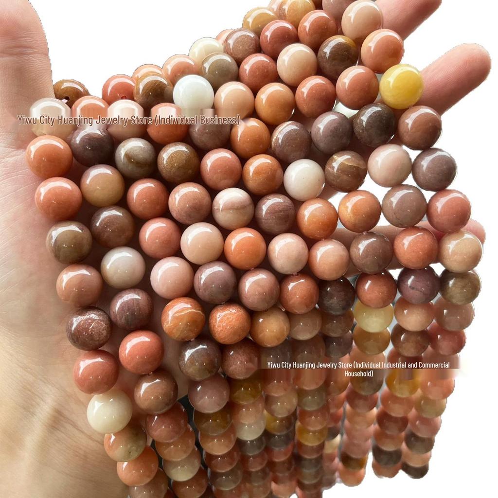 Huan Jing Natural Green Translucent Jade & Pink Jade Beads for DIY Bracelet Accessories