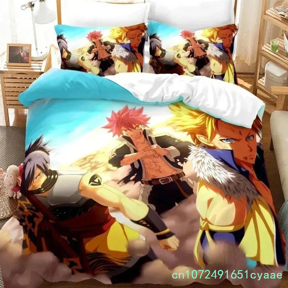 3D Print Fairy Tail Anime Bedding Set Duvet Cover Bed Set Quilt Cover Pillowcase Comforter King Queen Size Boys Adult Bedding