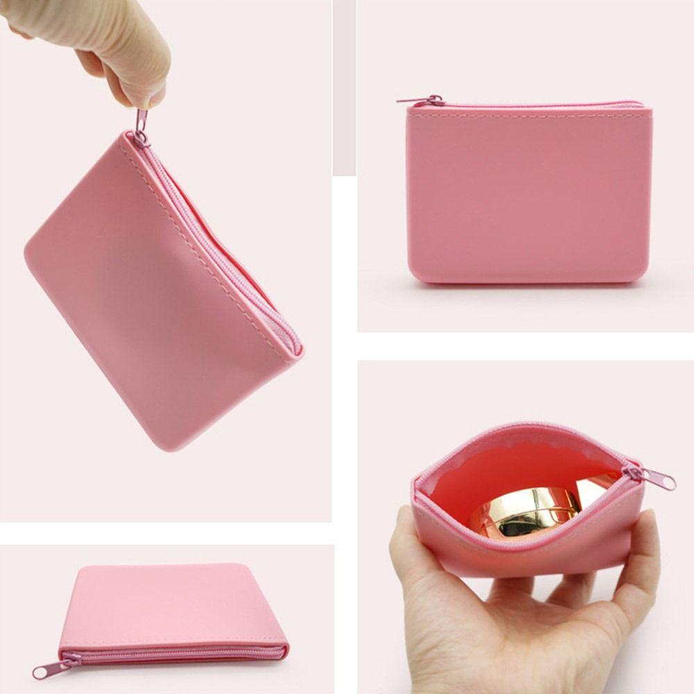 Mini Multifunction Rectangular Wallet Zipper Silicone Travel Pouch Space Saving Waterproof Cosmetic Bag Students