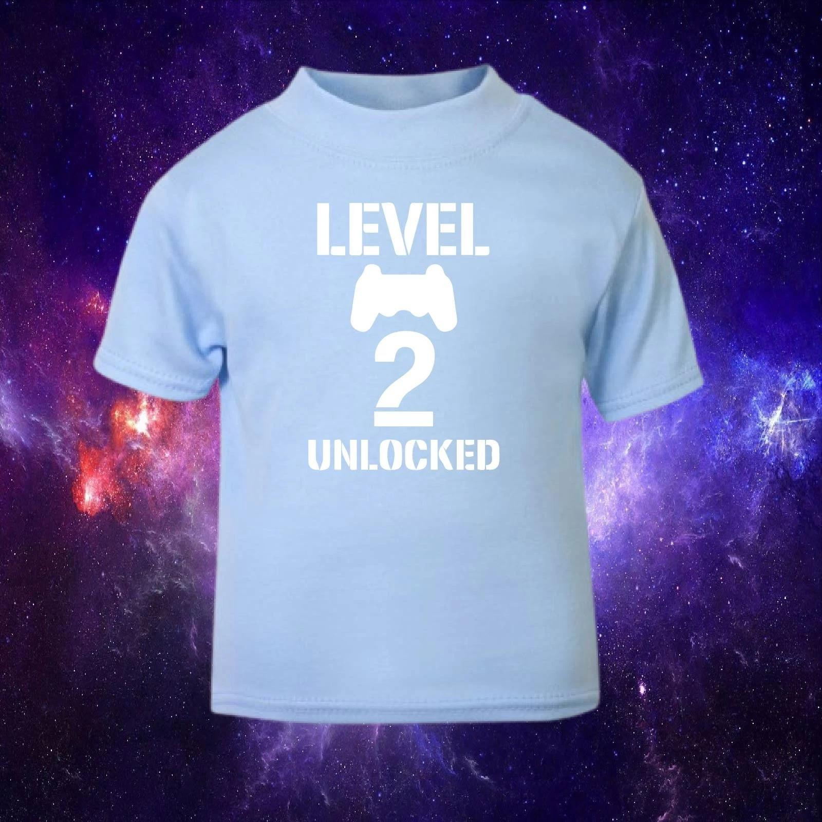 Level 2 Unlocked Funny Cute Gaming Gift Baby/Toddler 1-2yrs T-Shirt in Blue M
