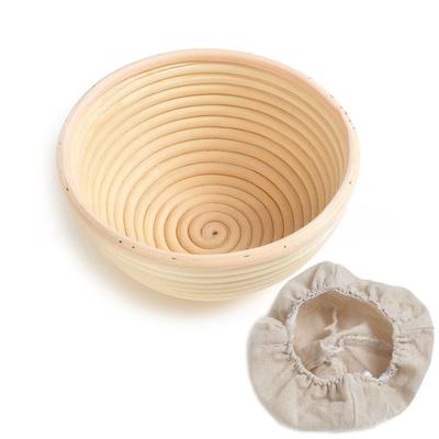 Rattan Gärkorb Rund Banneton für Sauerteigbrot Herstellung Inklusive Einsatz Natürliche Handgewebte Gärkorbe für Heimbäcker Handwerksbrot