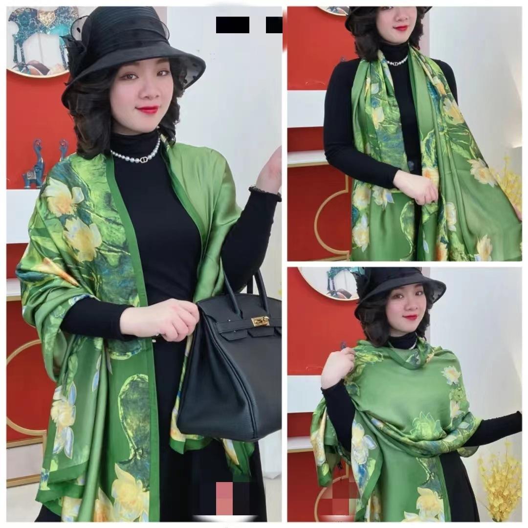 

Весна/лето Новый женский шелковый шарф 90 * 180 см Имитация шелкового твила квадратный шарф Модный принт большой квадратный шарф профессиональный шарф 180*90cm