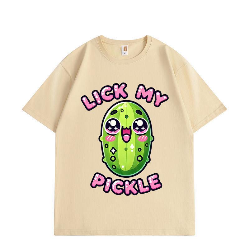 Lick My Pickle Lustiges Meme T-Shirt Streetwear Harajuku Y2k Kurzarm T-Shirts Herren Damen Freizeit Oversized T-Shirts