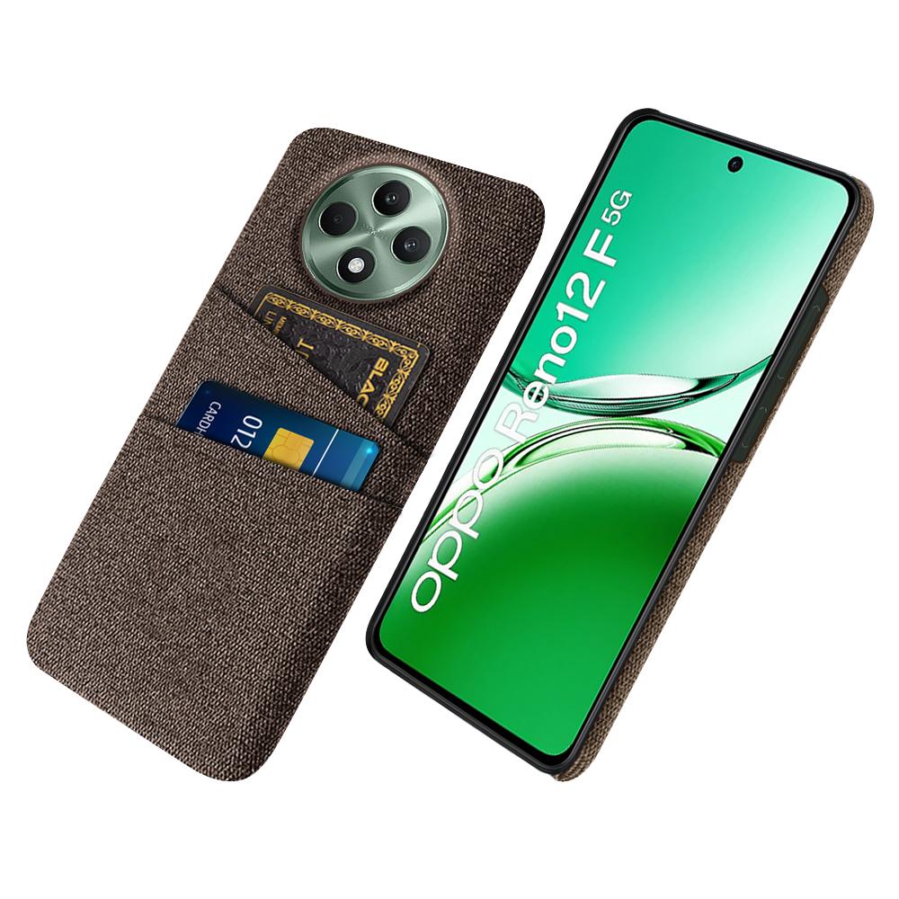 For Oppo Reno12 F 5G Case Cloth+Hard PC Phone Cover with Dual Card Slots