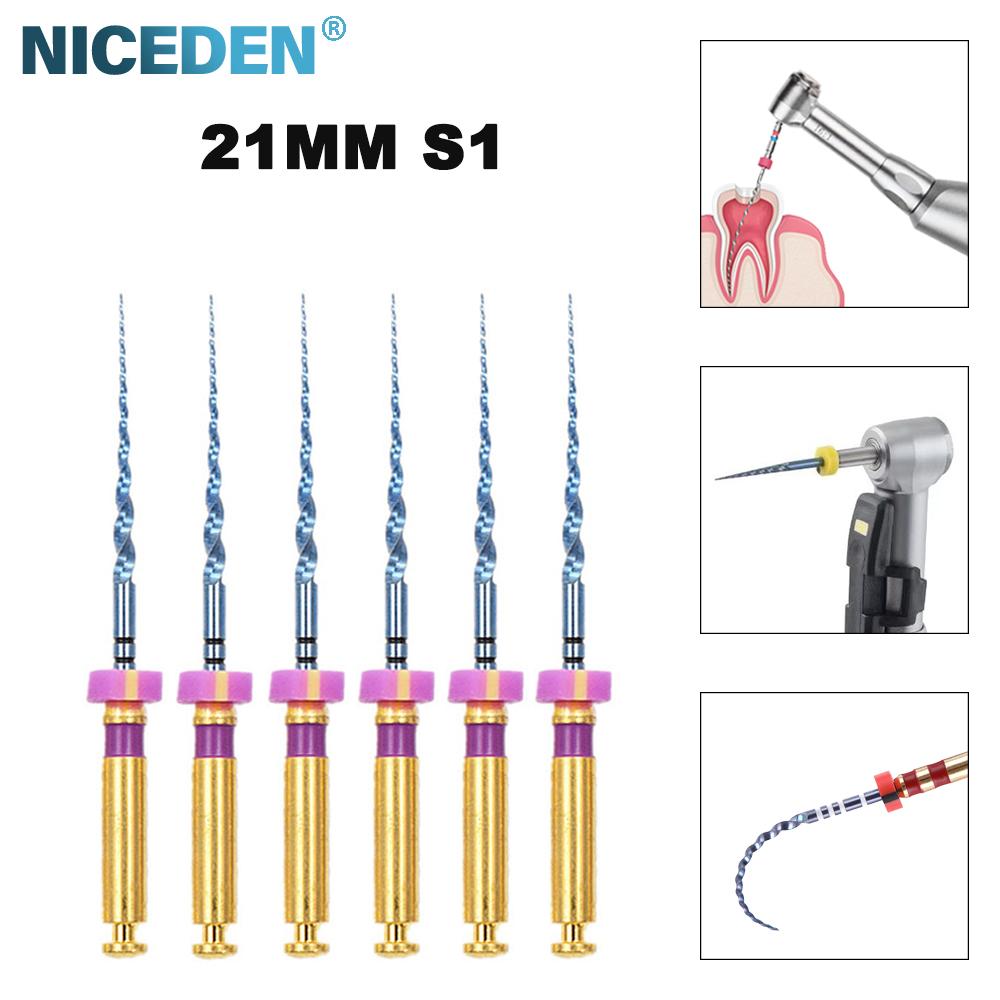 Niceden 6 szt. Silnik pilników endodontycznych NiTi do kanałów korzeniowych, stożkowe narzędzia stomatologiczne, elastyczne