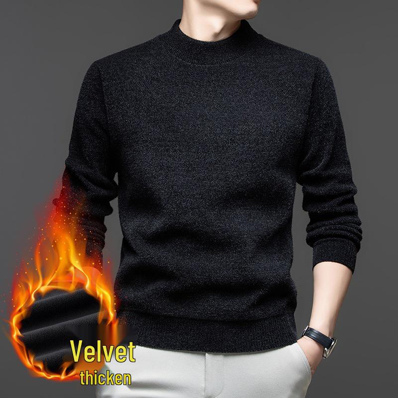 Men's Winter Half-High Collar Thick Mink Velvet Sweater