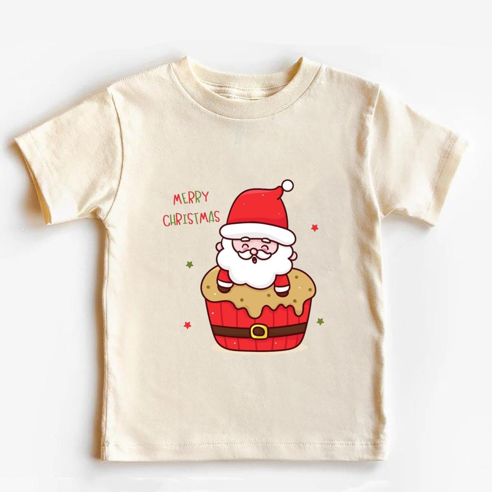 Christmas Santa Claus Cotton Kids T Shirt Retro Christmas Shirt for Kids Merry Xmas Toddler Infant Tops Clothes