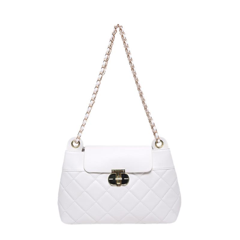 Textured Bag Women's 2024 Autumn and Winter New Fashion Diamond Chain Small Square Bag Versatile Commuter Messenger Bag