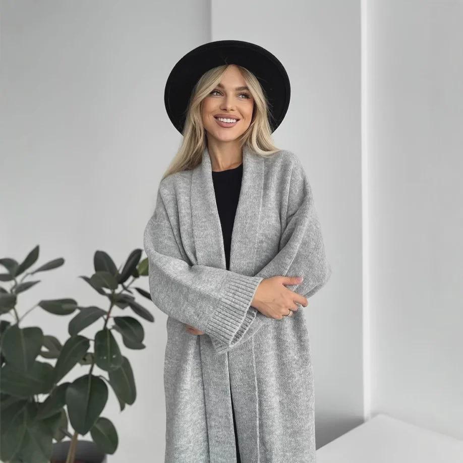 

2024 Elegant Autumn/Winter Long Cardigan Sweater for Women Large