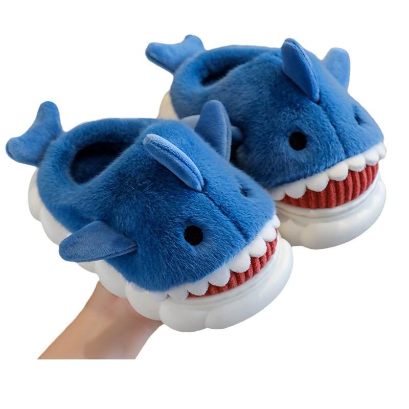 Children's Waterproof Shark Slippers – Non-Slip, Fur-Lined for Boys, Perfect for Autumn and Winter Indoors