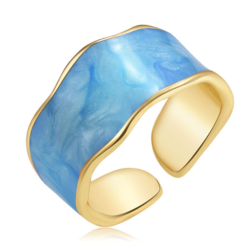 New Trendy Enamel Color Double Oil Drip Open Rings for Women Girls Luxury Irregular Adjustable Finger Ring Wedding Jewelry Gift