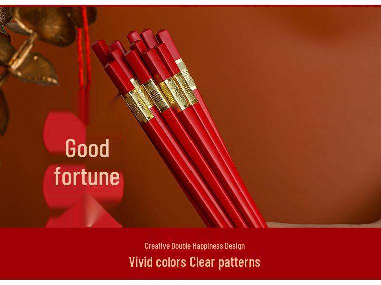 Red Double Happiness Ceramic Tableware Set: Wedding Bowl, Spoon, and Chopsticks Gift