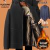 Woodpecker Dad Winter Fleece-Lined Wool Coat for Middle-Aged and Elderly Men, Warm and Thickened, Sizes for 50s to 60s.