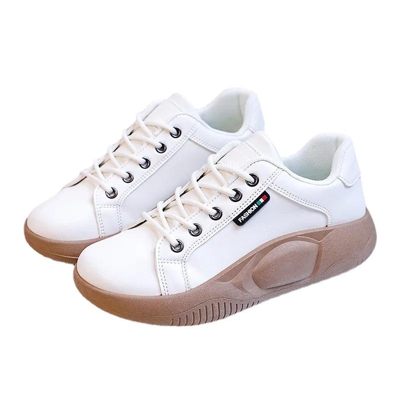 WTEMPO Lace Up Women Single Shoe Thick Sole Heighten Fashionable White Soft Sole Comfortable and Versatile Sports Casual Shoes Dropshipping Wholesale