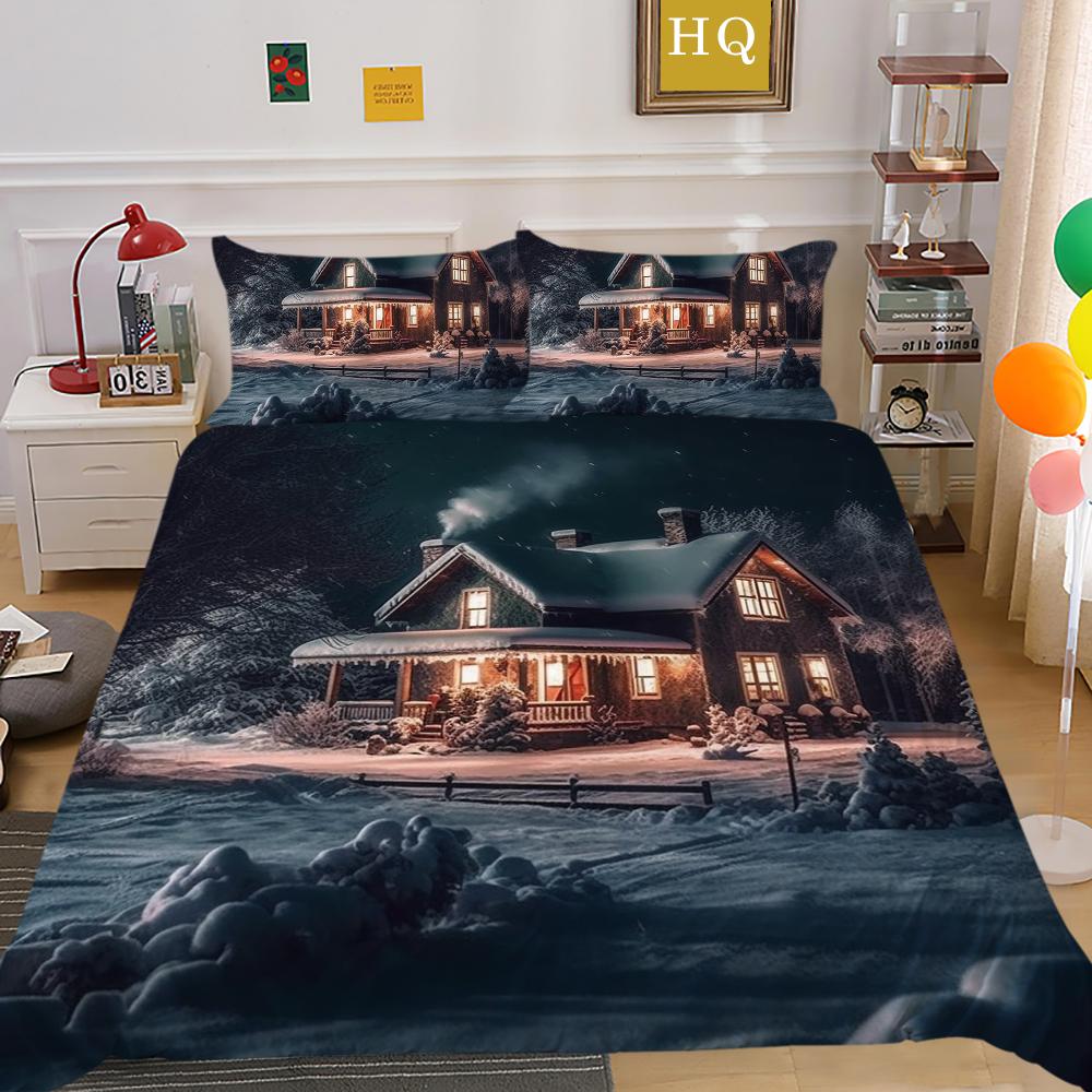 Crăciun Imprimat Home Lenjerie Queen Size Poliester Lenjerie de pat Copii Cuverturi Drăguțe de Înaltă Calitate