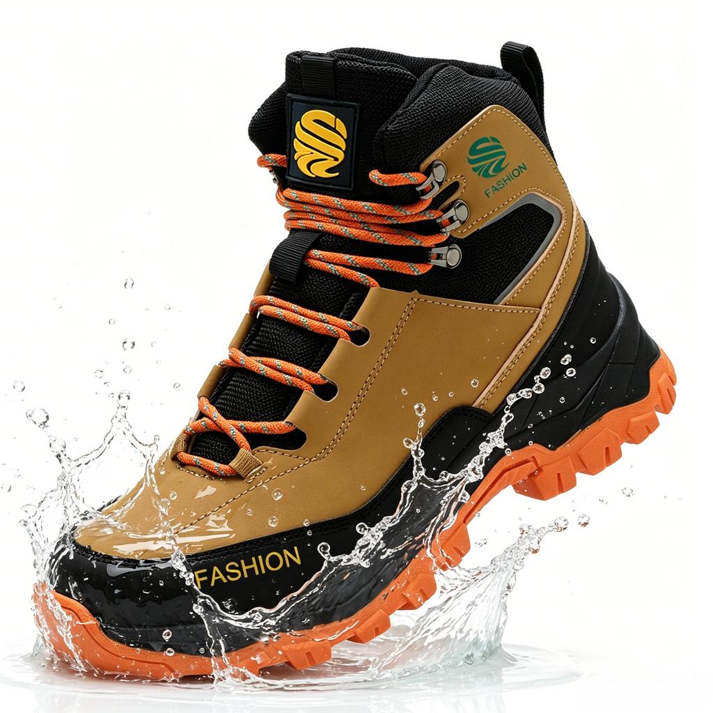 Men Mid Top Safety Work Boots Water Repellent Steel Toe Anti Smash Anti Puncture Wear Resistant Non Slip Industrial Construction