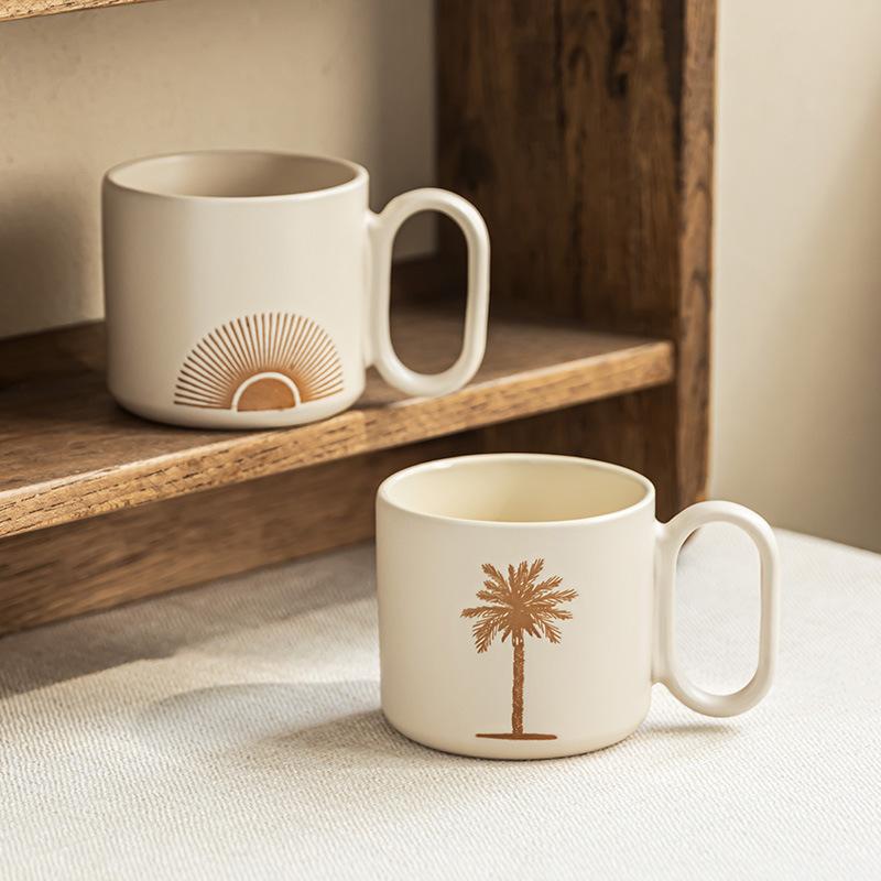 Becher Geprägte Keramiktasse Tasse Haushalt Hoher Wert Wasserbecher Kaffeetasse Milch Frühstückstasse