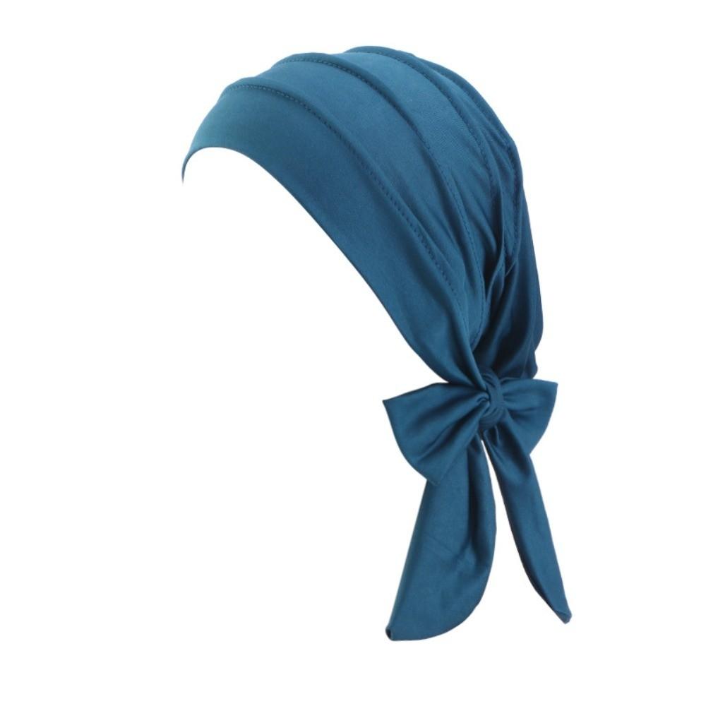 

Long Tail Headscarf Hat Breathable Inner Hat Lightweight Hijab Daily синій