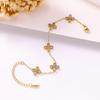 Elegant Zircon Four-Leaf Clover Bracelet for Women, 18K Gold-Plated Stainless Steel