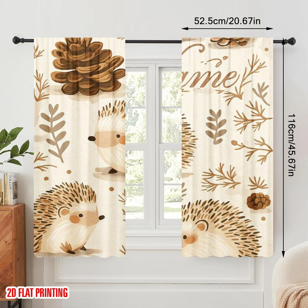 2pcs,2D Plane Printing Curtain Popular Woodland Critters Durable 100% Polyester Fabric (without Rod) Gifts Use for Bedroom