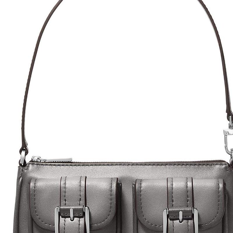 Michael Kors MK Zoe Leather Shoulder Bag With Silver Hardware Design Small Gradient Gray Women shoulder bag 32F5TZCU1O-STORM