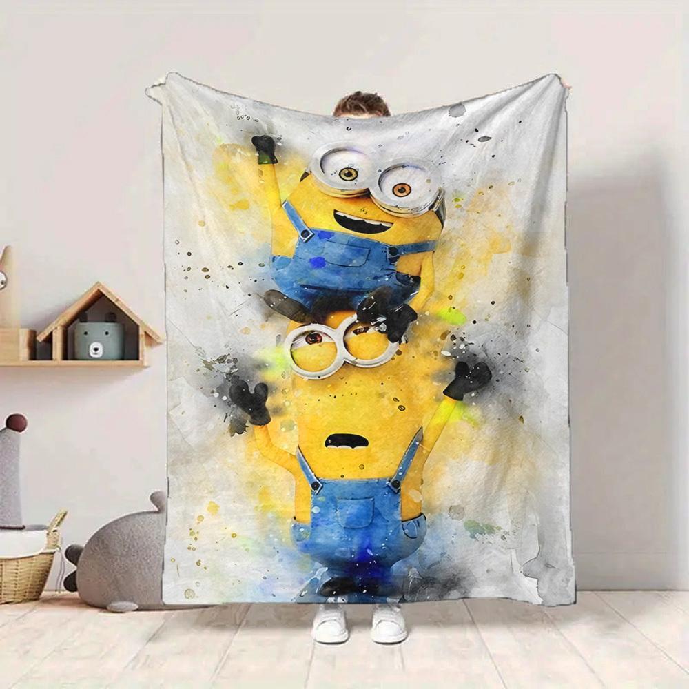 1pc Minions Friendship Flannel Throw Blanket HD Printed Lightweight Soft Warm All Season Blanket for Sofa, Bed, Travel, Camping Machine Washable