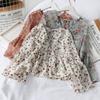 Women's Chiffon Blouses V Neck Floral Printed Flare Sleeve Summer Shirts
