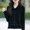 Women S Thick Knit Cardigan Solid Color Long Sleeve Button Closure Casual Sweater
