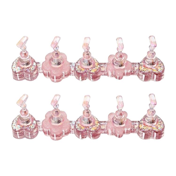 

2 Units Quick Change Nail Display System Stackable Design ABS Material Manicure Training Equipment for Salons рожевий