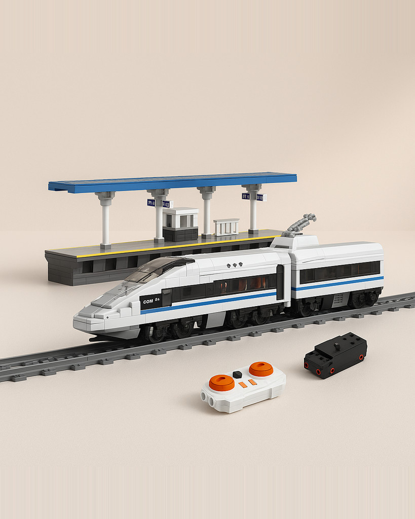 MOULD KING Blocs de construction de Train CRH, technique RC, voie ferrée électrique, briques pour enfants, jouets, cadeaux de noël, cadeau d'anniversaire, 12021