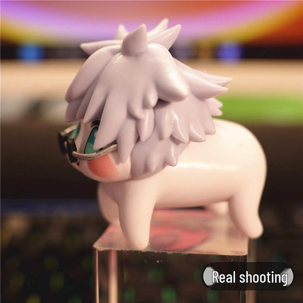 Doro Tao Lisi Pink Dog & Gojo Satoru Figure with Jujutsu Sunglasses - Noodle Press Toy & Birthday Ornament