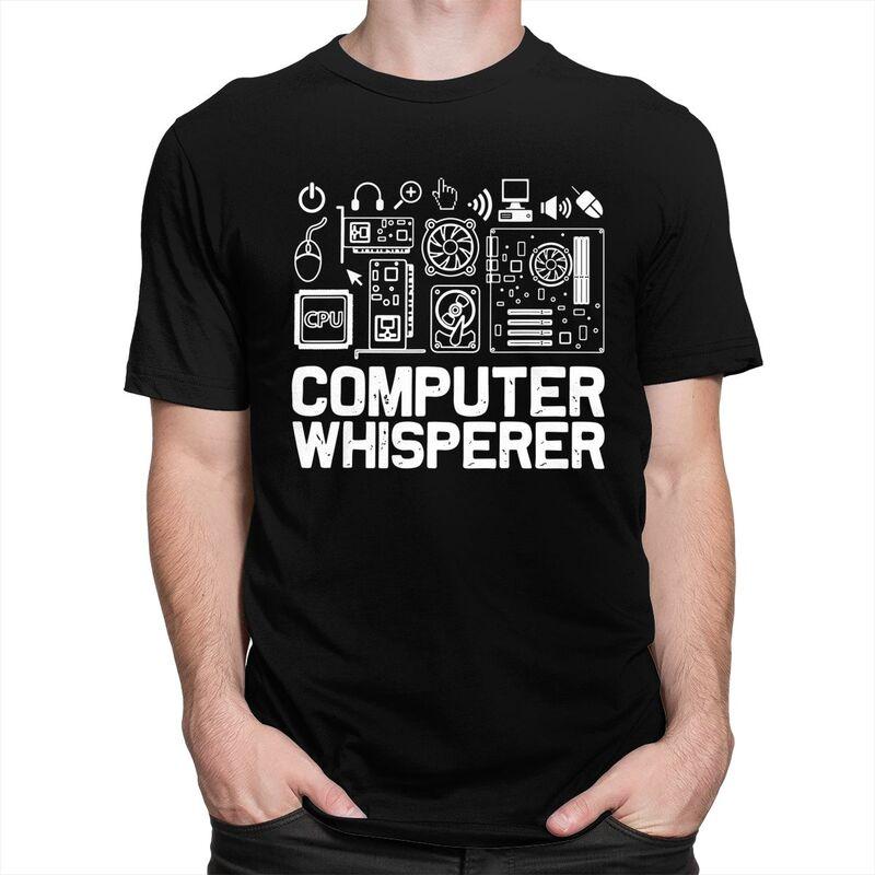 Computer Whisperer Tech Supports Programmer Coder Tshirt Men Short Sleeve Graphic Tee Shirt Loose Oversized Pure Cotton Tee Tops