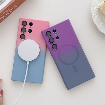 Funda con Carga Inalámbrica Magnética Gradiente para Samsung Galaxy S25 S24 S23 S22 S21 S20 Ultra Plus para Magsafe Funda de Silicona Líquida