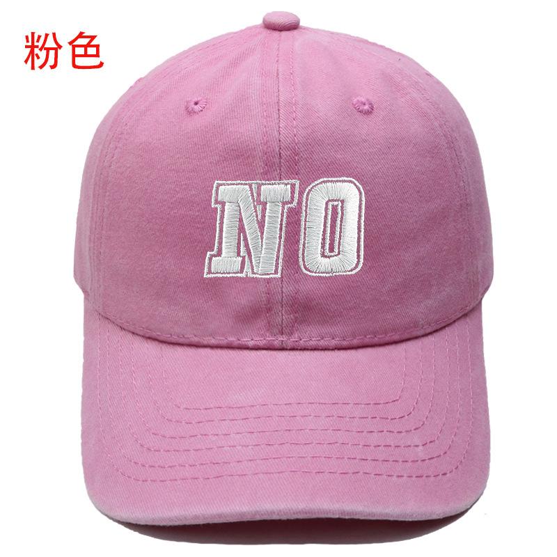 Neue Baseballkappe mit aufgesticktem Buchstaben NO, gewaschene Retro-Kappe für Männer und Frauen, Paar, lässiger Outdoor-Sonnenhut