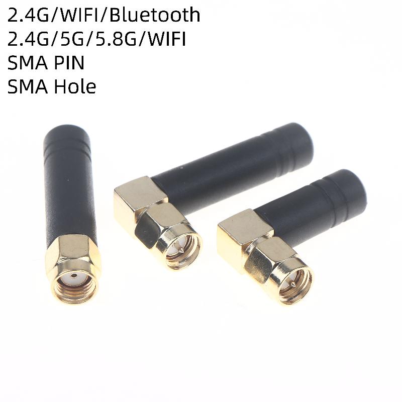 2Pcs Right/Bend Angle 2.4G Ultra Compact Mini WiFi Antenna With 2/3DBI Gain & SMA Male/Female Connector For Motherboard Modem