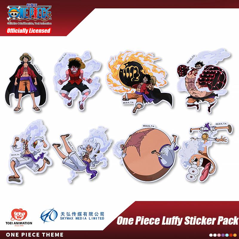 8-Pack Officially Licensed One Piece Luffy Sticker Pack – Creative Decorative Stickers for Journals and Perfect as Gifts.