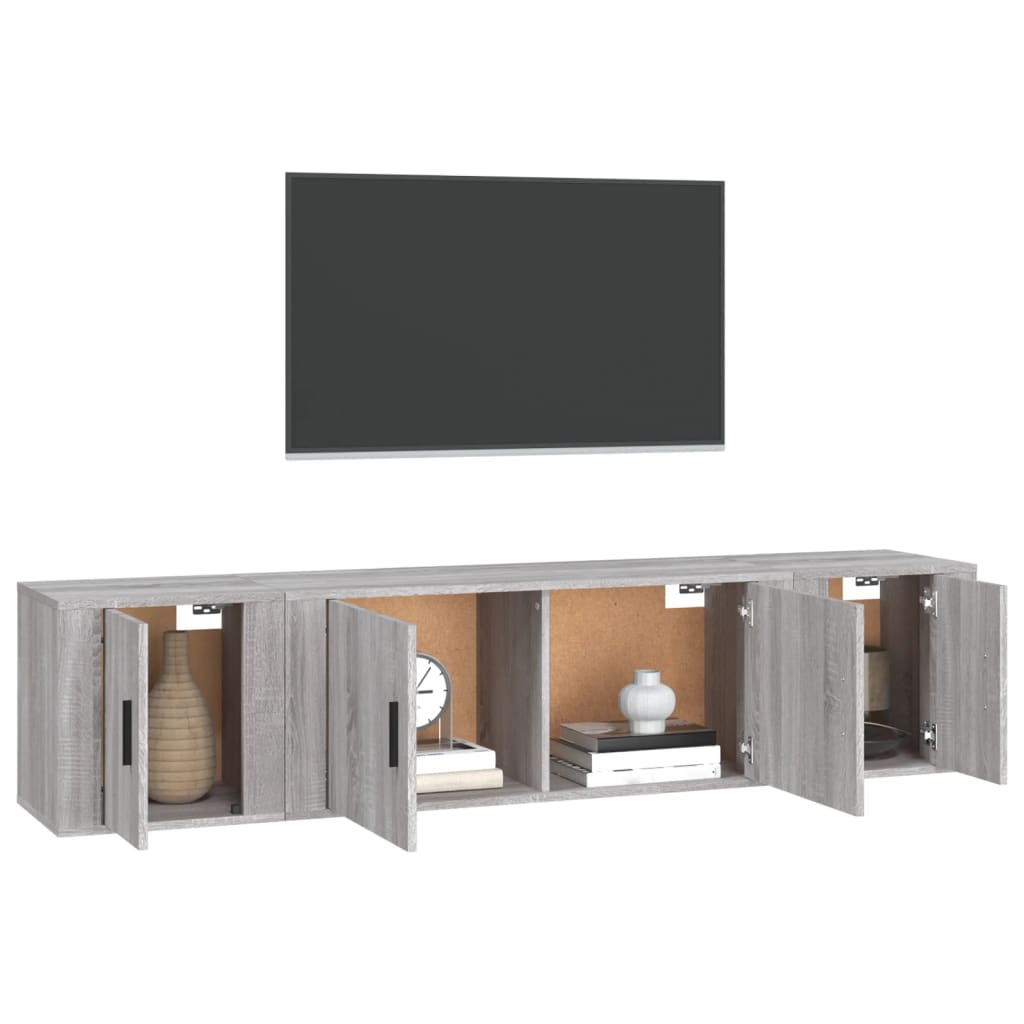 3 Piece TV Cabinet Set Grey Sonoma Particleboard